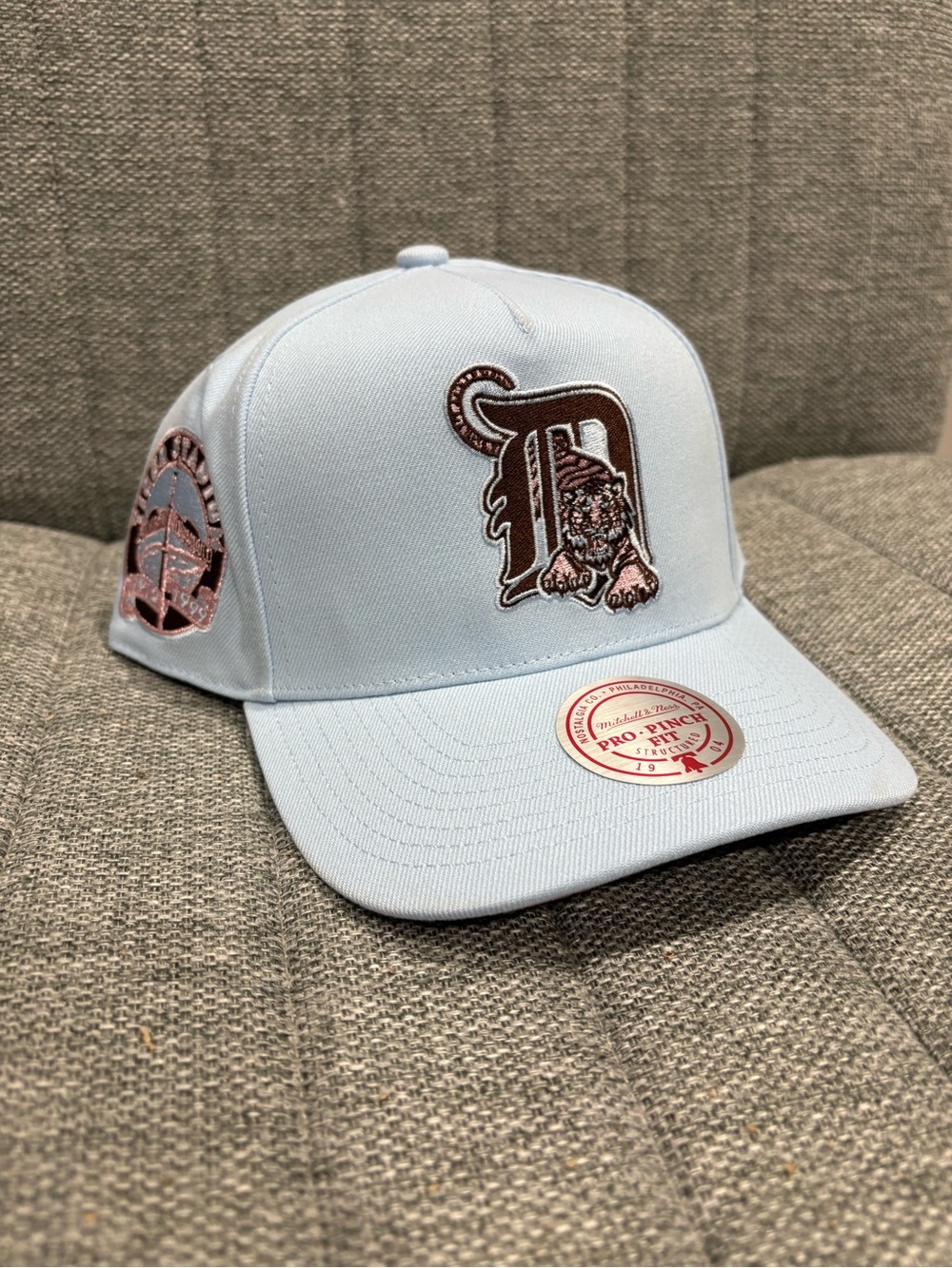 Light Blue Embroidered detroit Tiger Logo Snapback Hat